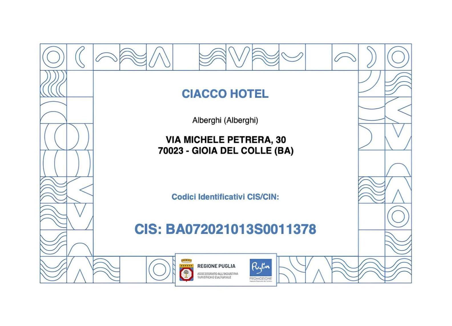 Ciacco Hotel Gioia Del Colle Exterior photo